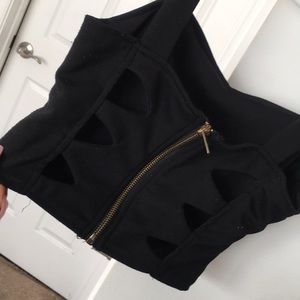 Black crop with cut outs
